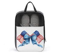 Deux drapeaux américains croisés avec nœud sac à chaussures pour voyage usage quotidien sac de rangement anti-poussière pochette de chaussures de golf