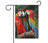 Deux drapeaux de jardin colorés pour perroquets - 30,5 x 45,7 cm - Drapeau extérieur double face - Drapeau de cour d'été - Drapeau floral de bienvenue - Drapeaux de jardin saisonniers - Décorations de