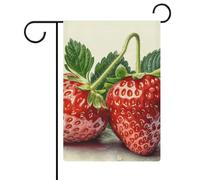 Deux drapeaux de jardin en forme de fraises - 30,5 x 45,7 cm - Drapeau extérieur double face - Drapeau floral de bienvenue - Décorations de jardin saisonnières pour cour et vacances