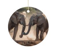 Deux Éléphants Jouant Artisanat Noël Suspendre Porcelaine Ornements pour Fête Bureau Intérieur