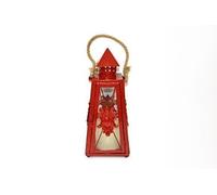 Deux Elles Lanterne avec Bougie à Batterie, Rouge, 29 cm