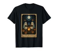 Deux fantômes lisant Un feu de Camp Confortable Tarot The Reader Halloween T-Shirt
