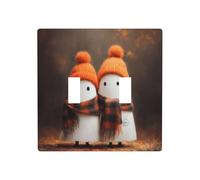 Deux fantômes mignons dans une forêt d'automne Double Gang Plaque murale Décoration d'interrupteur Taille standard - 11,4 x 11,4 cm
