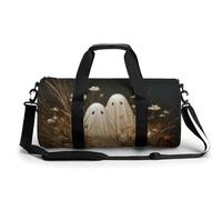 Deux fantômes mignons fleurs sauvages et grande herbe Sac de sport cylindrique pour homme et femme Sac de sport avec bandoulière