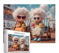 Deux femmes âgées sur un bateau de croisière - Puzzle de 1 000 pièces pour adultes - Atmosphère heureuse - Jeux d'activités familiales - Puzzle coloré pour décoration d'intérieur - Cadeaux 70 x 50 cm