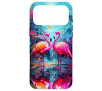 Deux Flamants Roses colorés Art Abstrait Coque pour iPhone 17 Pro Max