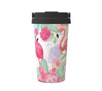 Deux flamants roses rouges avec couvercle ouvert à un bouton - Protection de l'environnement et de la santé - En acier inoxydable - Portable - Conservation de la chaleur et du froid - Pour voyager