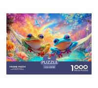 Deux Grenouilles se reposent sur Un hamac au Milieu de Fleurs Puzzle De 1000 Pièces Grenouille rêve Éducatif Et De Défiant, Cadeau pour Tous 52x38cm/1000pcs