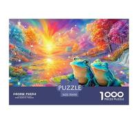 Deux Grenouilles sur Lily Pads au Coucher du Soleil Puzzle De 1000 Pièces Grenouille rêve Puzzles Classiques pour Enfants Et Adultes 70x50cm/1000pcs