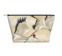 Deux grues japonaises volantes, peinture traditionnelle, sac de maquillage de voyage, sac de maquillage trapèze, trousse de maquillage, trousse de toilette, organisateur pour femme, Noir , Taille
