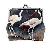 Deux grues japonaises volantes traditionnelles imprimées avec peinture élégante et unique - Mini portefeuille avec verrou de baiser - Étanche