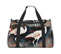 Deux grues japonaises volantes traditionnelles imprimées peinture élégante sac fourre-tout pliable avec fermeture éclair étanche pour w nd escapade sac