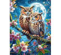 Deux hiboux dans la forêt au Clair de Lune 1000 Pièces Puzzle Expert Confirmé en Carton Anti-Déchirure Très Difficile Haute Difficulté Motif Complexe Idée Cadeau Anniversaire Premium 1000 PCS