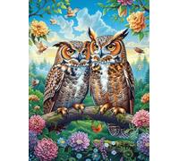 Deux hiboux dans la forêt au Clair de Lune 500 Pieces Casse-tête Adulte en Carton sans Déformation Très Difficile Haute Difficulté Anti-Stress Décoration Murale Cadeau Noël Pas Cher 500 PCS