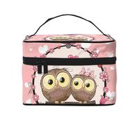 Deux hiboux Mignons de Dessin animé, Trousse de Maquillage Trousse à cosmétiques Trousse de Toilette de Voyage Portable Trousse à Crayons