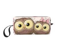 Deux hiboux Mignons de Dessin animé, Trousse de Maquillage Trousse à cosmétiques Trousse de Toilette de Voyage Portable Pochette de Maquillage