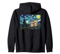 Deux hiboux sur Une Branche d'arbre Nuit étoilée Van Gogh Ciel scène Sweat à Capuche