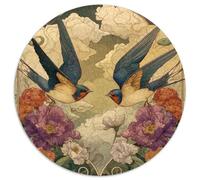 Deux Hirondelles en vol, Nuages et Fleurs 1000pcs (67.5x67.5cm) Puzzles Adaptés Aux Adultes Et Aux Personnes Âgées De 14 Ans Et Plus
