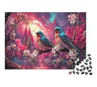 Deux Hirondelles sur la Branche de Fleur Puzzle 1000 Pièces, Faune Sauvage Défiant pour Adultes, Jeux Éducatifs, Et Décoration 70x50cm/1000pcs