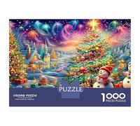 Deux Hommes de Neige avec des Arbres de Noël Puzzle De 1000 Pièces Bonhomme de Neige de Noël Jouet Éducatif pour Enfants De 12 Ans Et Plus Et Adultes 38x26cm/1000pcs