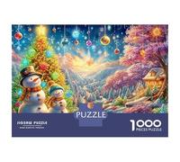 Deux Hommes de Neige d'un Arbre Arc-en-Ciel Puzzle De 1000 Pièces Cadeau de Noël Jeu De Défi pour Hommes, Femmes Et Personnes Âgées 70x50cm/1000pcs