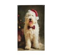 Deux jolis fantômes blancs dans les bois, bannière de vœux de saison avec œillets, décoration d'intérieur ou d'extérieur, 91 x 152 cm