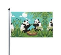 Deux jolis grands pandas imprimés drapeau de fête 9,6 x 1,5 m Bannière festive avec œillets Convient pour les fêtes et le camping