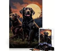 Deux Labradors la Nuit Puzzle pour Adultes 1000 pièces Jeu d'analyse Loisirs et détente Idée Cadeau de Saison (50x75cm)