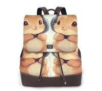 Deux lapins portant des écouteurs, sac à dos de voyage tendance, sac à dos décontracté, sac à dos en cuir imprimé pour femme pour le travail