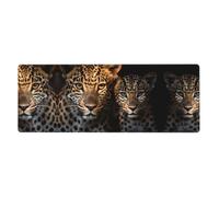 Deux léopards se blottissant ensemble Clavier et tapis de souris extra large, 30,5 x 80 cm, répond aux besoins du bureau, des jeux et des études, créant une expérience de bureau confortable et