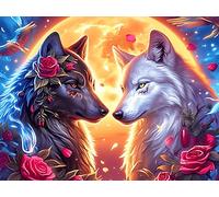 Deux Loups 300 Pieces Casse-tête Créatif en Carton Épais Colorful Fantasy Faune Sauvage Difficulté Moyenne Activité Manuelle Loisir Créatif Cadeau Créatif Événement Festif Premium 300 PCS/40x28cm