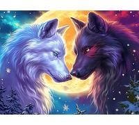 Deux Loups 300 Pieces Casse-tête Personne Âgée en Carton Rigide sans Déformation Colorful Fantasy Faune Sauvage Facile Débutant Thérapie Occupationnelle Anti-Stress Petit Prix 300 PCS/40x28cm