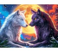 Deux Loups 500 Pièces Puzzle Collectionneur en Carton Haute Qualité Colorful Fantasy Faune Sauvage Haute Difficulté Décoration Murale Oeuvre d'art Cadeau Noël Premium 500 PCS/52×38cm
