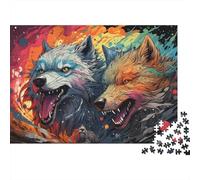 Deux Loups Art Puzzle 1000 Pièces Puzzle pour Adultes Papier Décoration Détente Attention Interaction Famille Cadeau 52x38cm/1000pcs