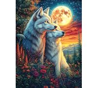 Deux Loups dans la forêt au Clair de Lune 500 Pieces Casse-tête Expert Confirmé en Carton sans Déformation Très Difficile Niveau Expert Jeu De Société Collection Cadeau Premium 500 PCS