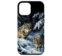 Deux Loups dans la forêt d'hiver enneigée dans la Nature Graphique Y2K années 90 Coque pour iPhone 12 Mini