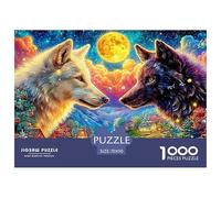 Deux Loups s'affrontent sous Une Lune d'or Puzzle De 1000 Pièces Loup Cool Carton Recyclé, Jeu De Jeu d'esprit 70x50cm/1000pcs