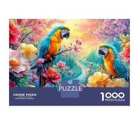 Deux Macaus dans Un Jardin de Fleurs Puzzle De 1000 Pièces Perroquet coloré Élément Essentiel pour Les Soirées De Jeux en Famille, Adultes Et Enfants 70x50cm/1000pcs