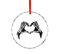 Deux mains squelettes en forme de cœur minimaliste en cristal à suspendre pour décoration d'arbre de Noël