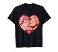 Deux museaux de Cochon se touchant à l'intérieur d'une Couronne en Forme de cœur T-Shirt