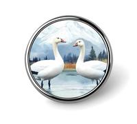 Deux oies des neiges aquarelle petit badge rond bouton épinglettes badge pour sac 1" chemise accessoires