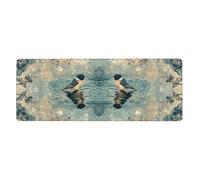 Deux oiseaux bleus sont sur la surface du lac Grand tapis de souris avec base en caoutchouc antidérapant étendue avec bords cousus, grand tapis de souris pour jeux vidéo, ordinateur de bureau, 30 x 80