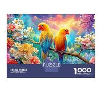Deux Oiseaux d'amour dans Un Jardin de Fleurs Puzzle De 1000 Pièces Perroquet coloré Éducatif Et De Défi pour Enfants Et Adultes 70x50cm/1000pcs
