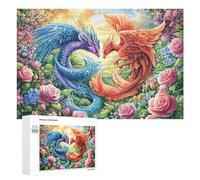 Deux Oiseaux mythiques s'embrassant en Fleur Puzzle 1000 Pièces pour Couples Défi Puzzle Pensée Logique Cadeau pour Célébration 1000 PCS