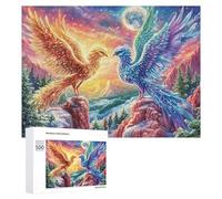 Deux Oiseaux mythiques sur des falaises étoilées Puzzle 500 Pièces pour Couples Jeu Coopératif Communication Et Logique Cadeau pour Couple 500 PCS