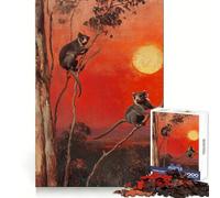 Deux Opossums au Coucher du Soleil Puzzle Adulte 1000 pièces Exercice Intelligent, détente paisible Bords précis Cadeau de Noël Chic (38x52cm)