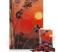 Deux Opossums au Coucher du Soleil Puzzle pour Adolescents 1000 pièces Sharp Recall Activité sereine Uniforme Découpe Joyeux Noël (50x75cm)