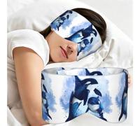 Deux orques à l'aquarelle, Masque de sommeil pour la maison, les voyages et le travail posté, couvrant entièrement les yeux et bloquant la lumière