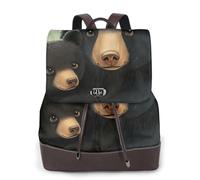 Deux ours noirs s'embrassent mutuellement Sac à dos de voyage tendance pour femme, sac à dos décontracté, sac à dos en cuir imprimé pour femme pour le travail
