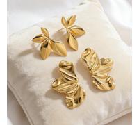 Deux paires de boucles d'oreilles déclaration en or épais, boucles d'oreilles pendantes pour femmes, boucles d'oreilles à clip dorées pour femmes, boucles d'oreilles élégantes et sophistiquées, boucle